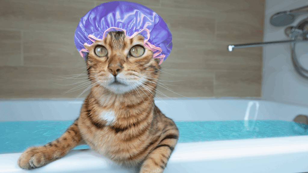 bathing a cat